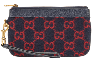 GG Wristlet Clutch, &pound;260, Handbags, Navy, Leather/Wool, Front view